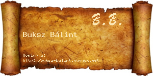 Buksz Bálint névjegykártya